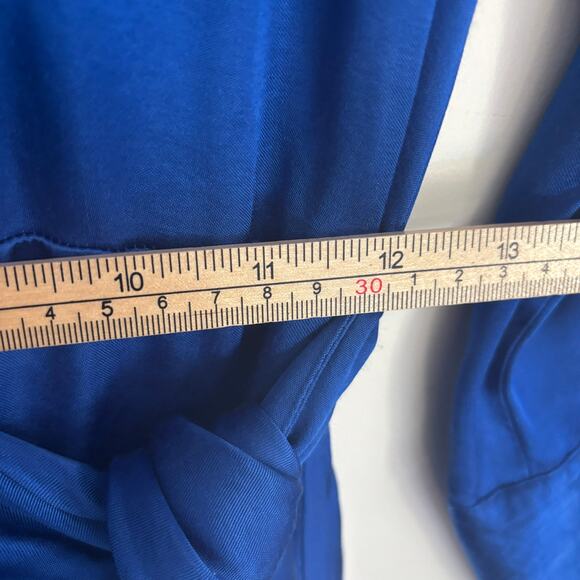 Zara Satin Effect Wrap Dress Cobalt Blue XS Deep Winter Color - Picture 9 of 10